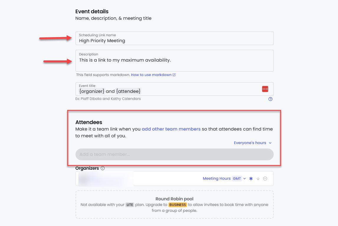 Name Your Booking Page in Reclaim AI