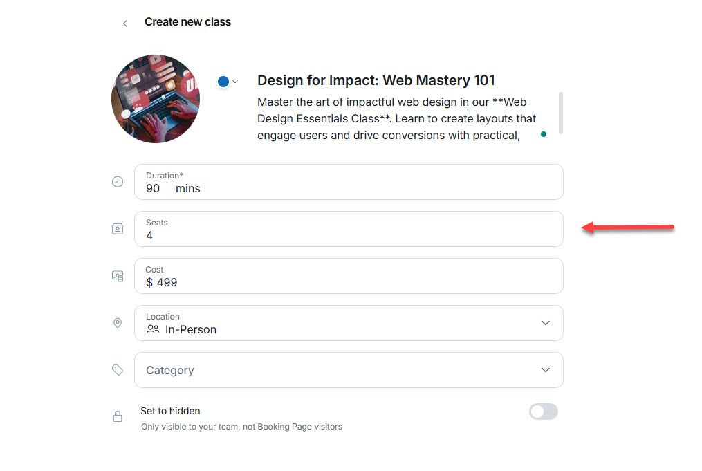 Set up Classes in Setmore