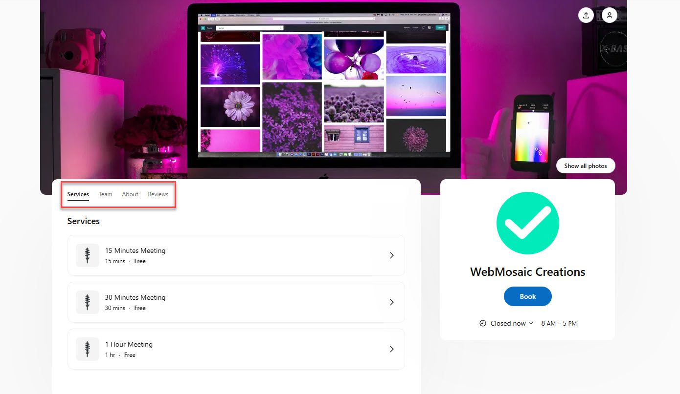 Live Booking Page Created With Setmore