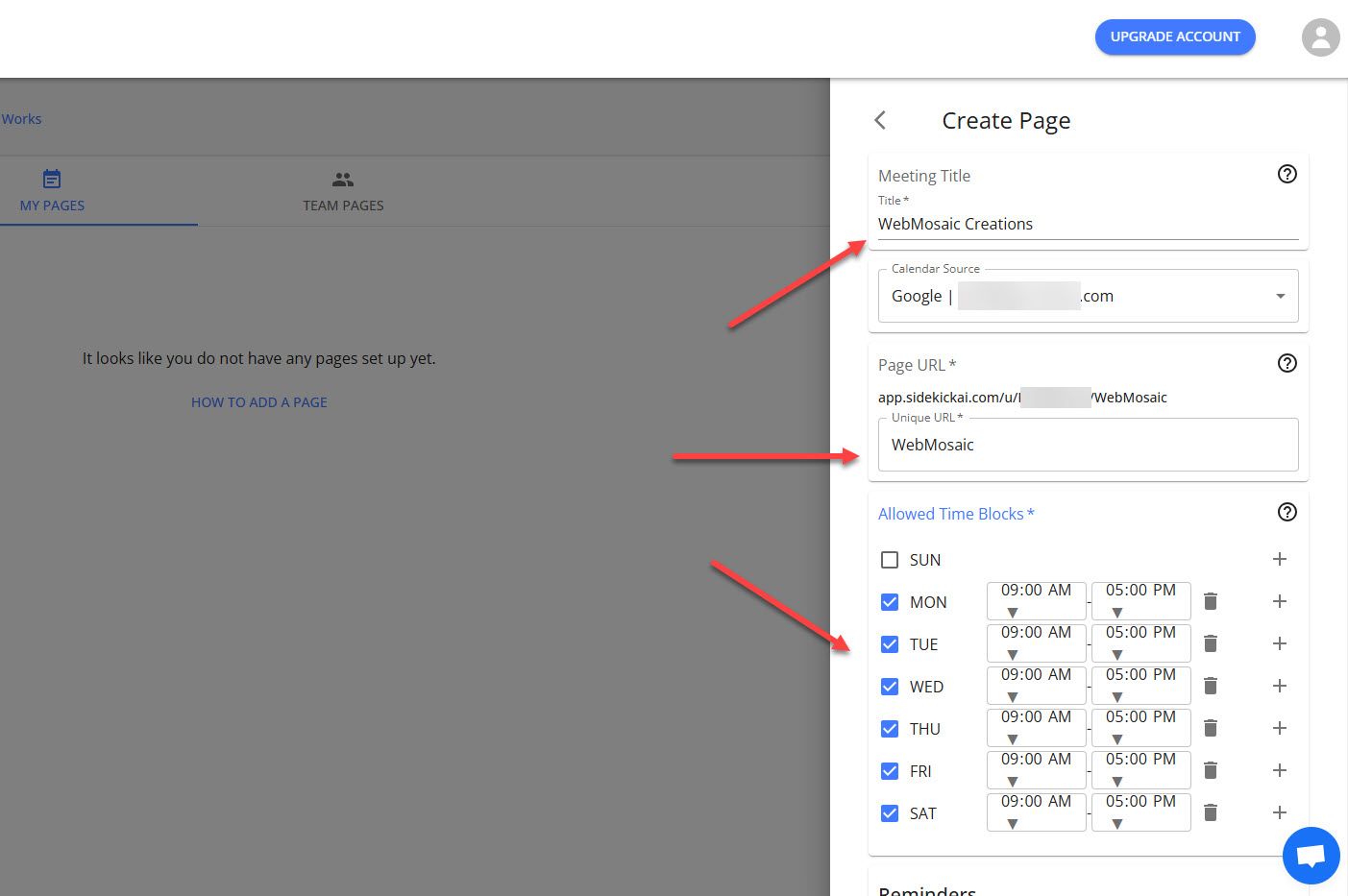 Add Meeting Times in Sidekick AI