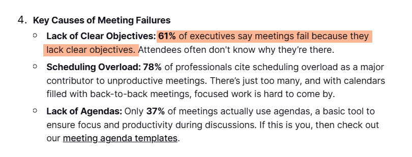 Statistics about Meetings