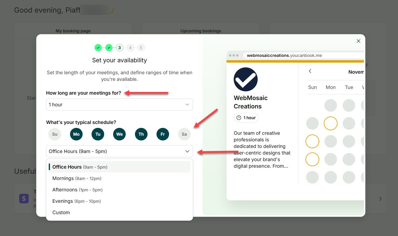 Choose Your Available Time in You Can Book Me