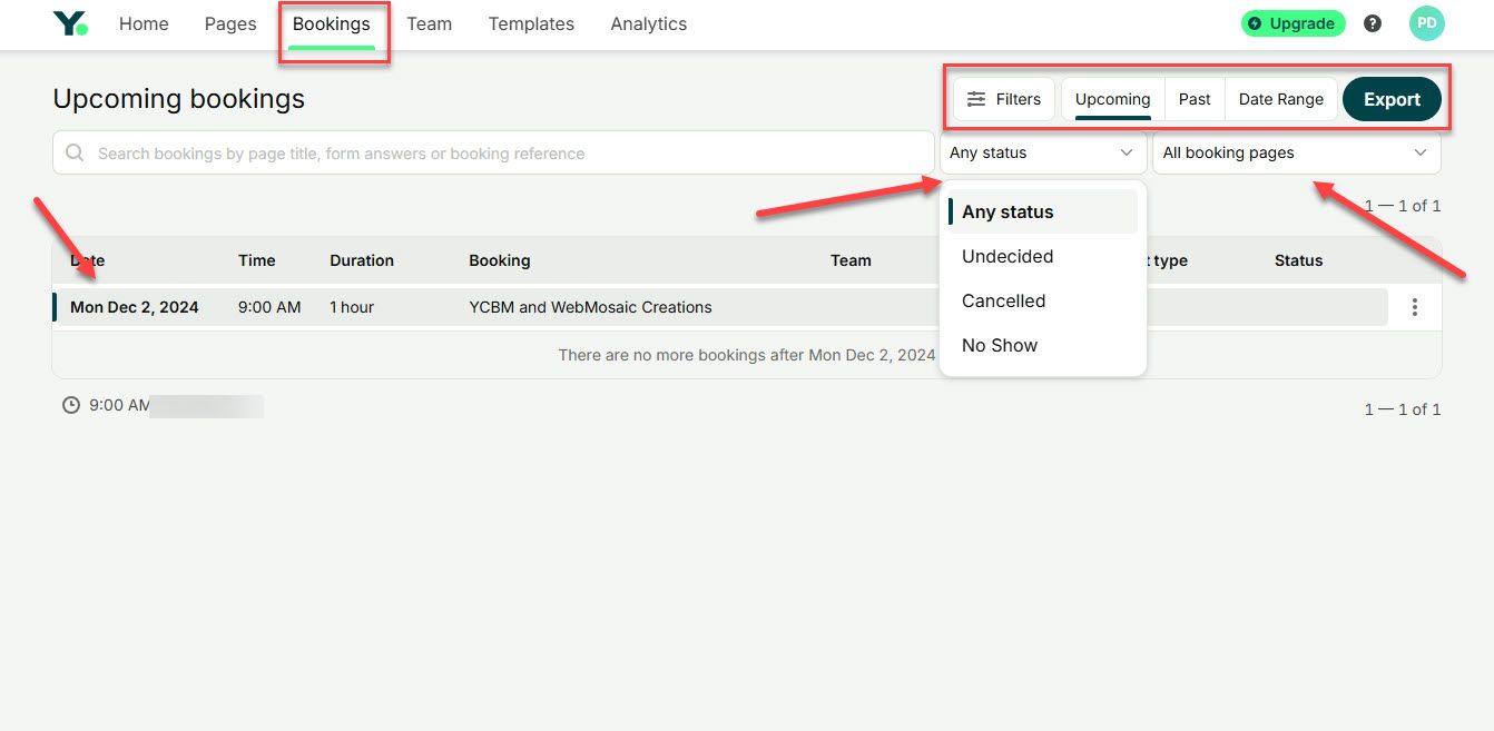 Filter Meetings in You Can Book Me