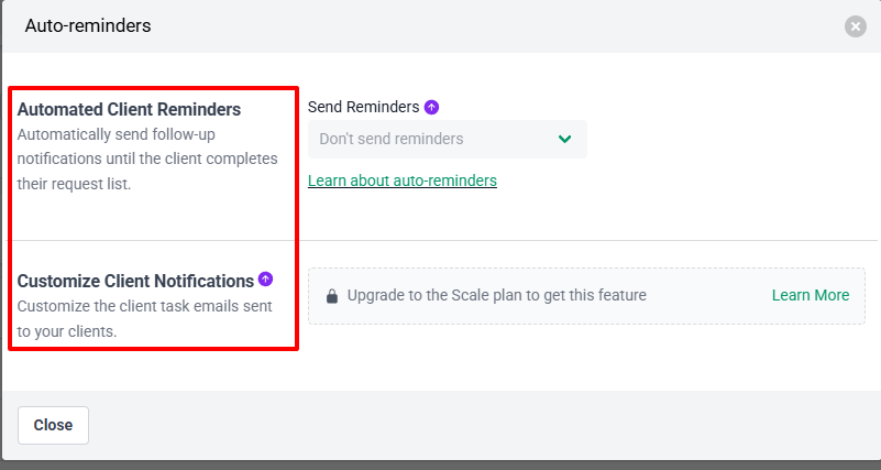 Financial Cents automated client reminders and email customization