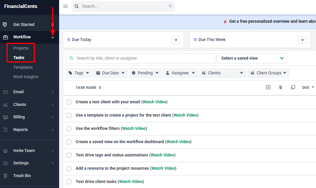 Financial Cents create project starting point