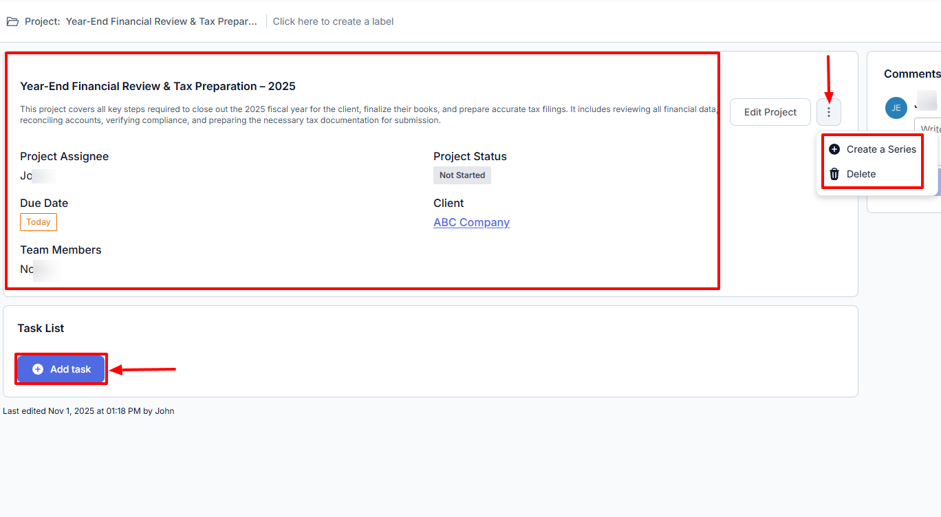 Jetpack Workflow project setup with due date and status options