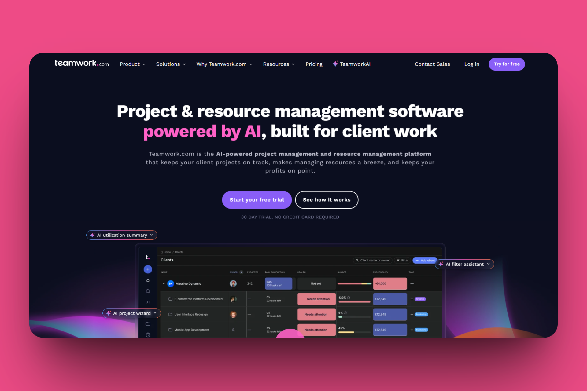 Teamwork resource calendar overview for team management