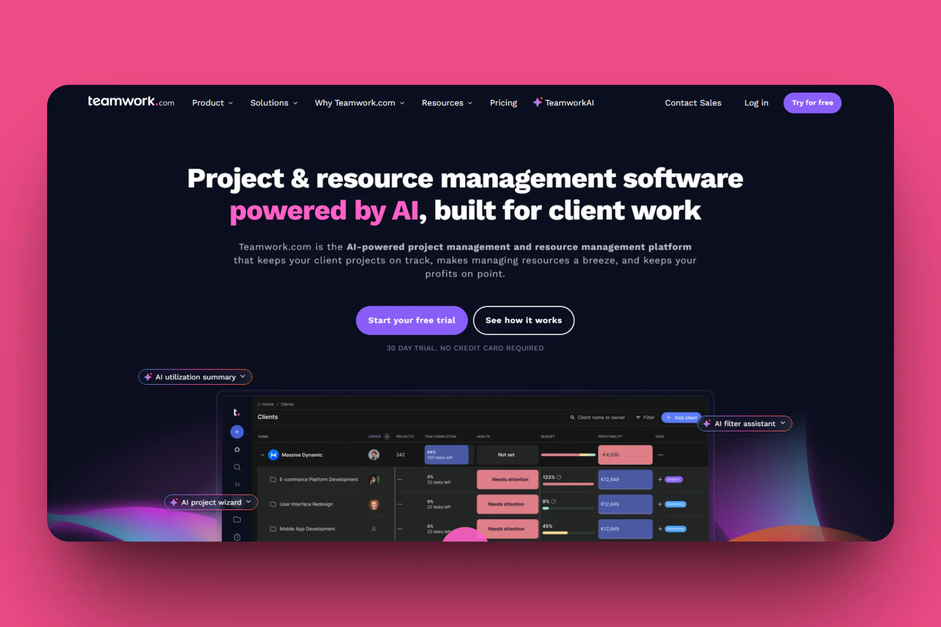 Teamwork resource calendar overview for team management