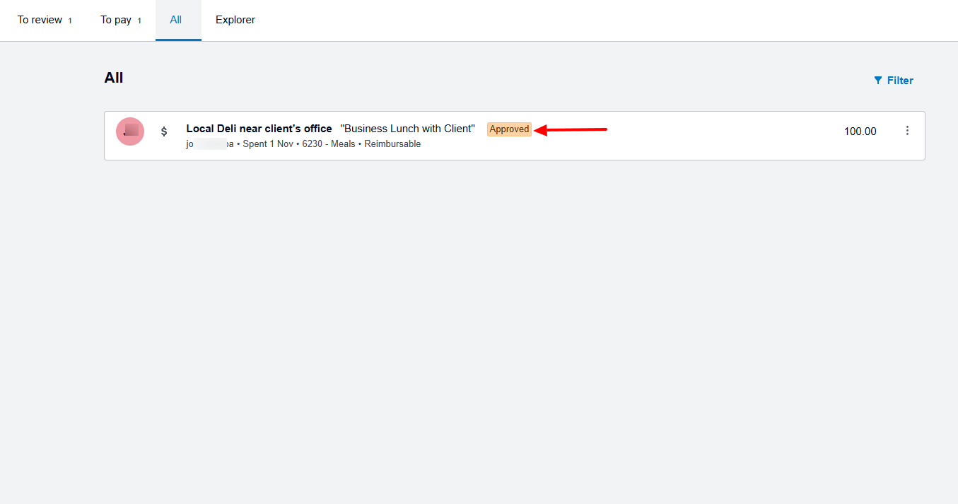 Xero expense claim with image upload and approval status