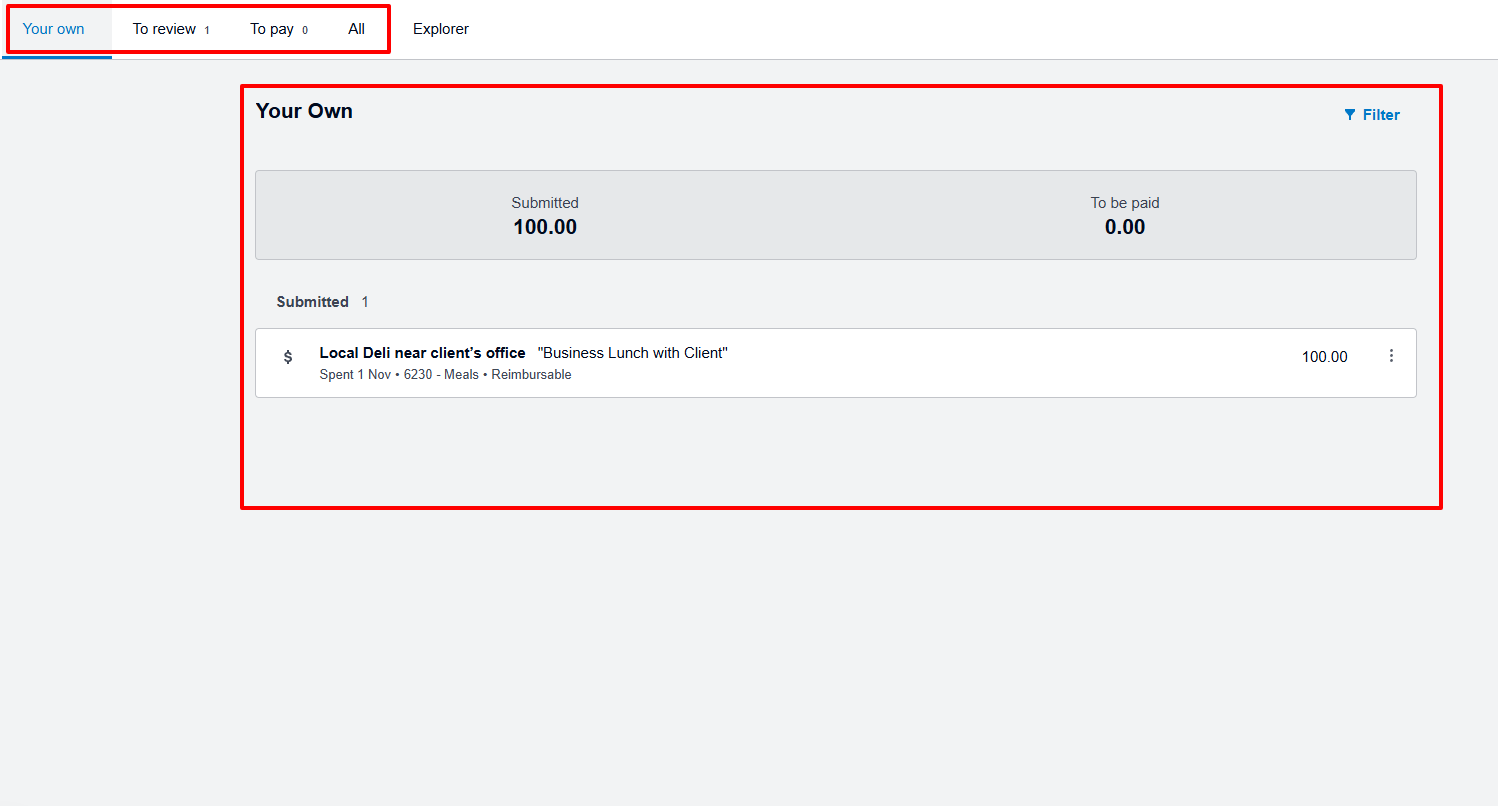 Xero expense claim submitted and under review