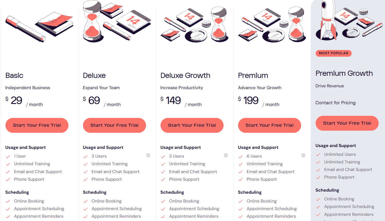 DaySmart Salon pricing plans for beauty salon software from $29 to custom pricing