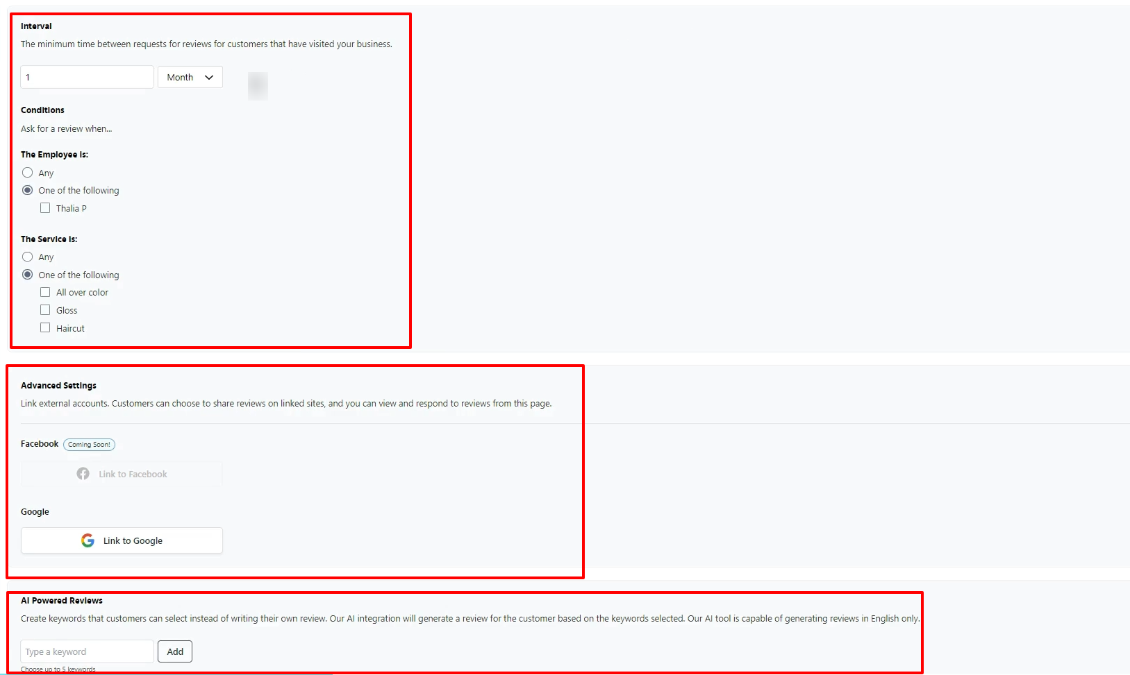 DaySmart Salon review conditions and external account linking for beauty salon