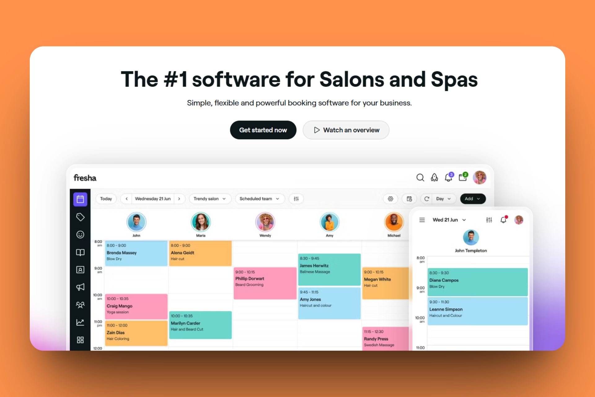 Fresha beauty salon software dashboard with inventory management features