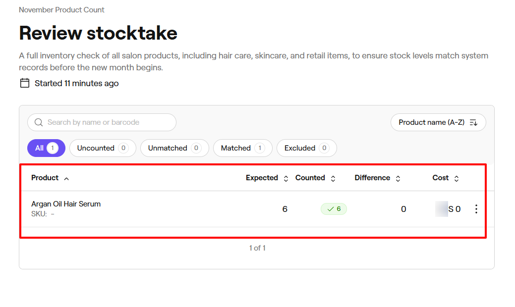 Fresha inventory stocktake for beauty salon product management