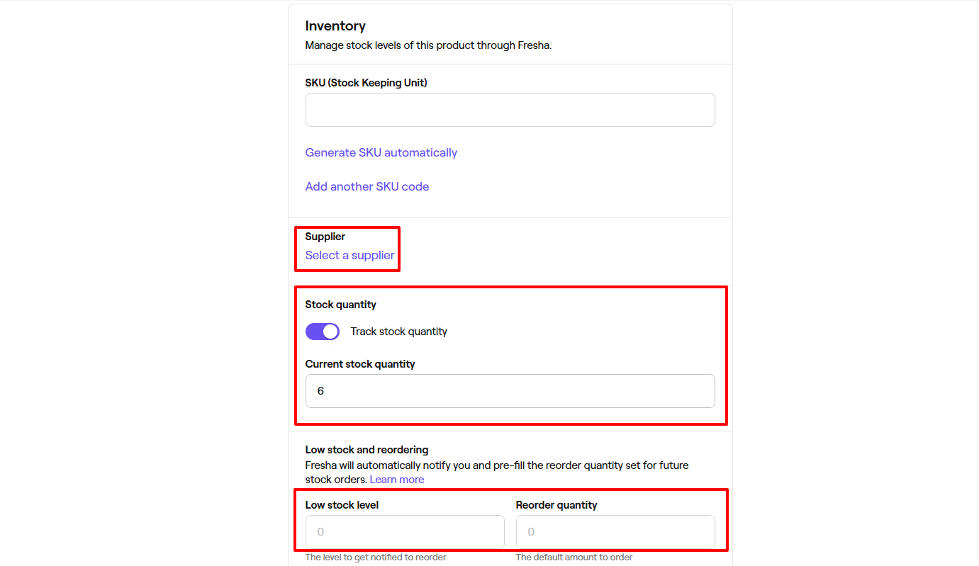 Fresha stock tracking with low stock alerts for beauty salon products