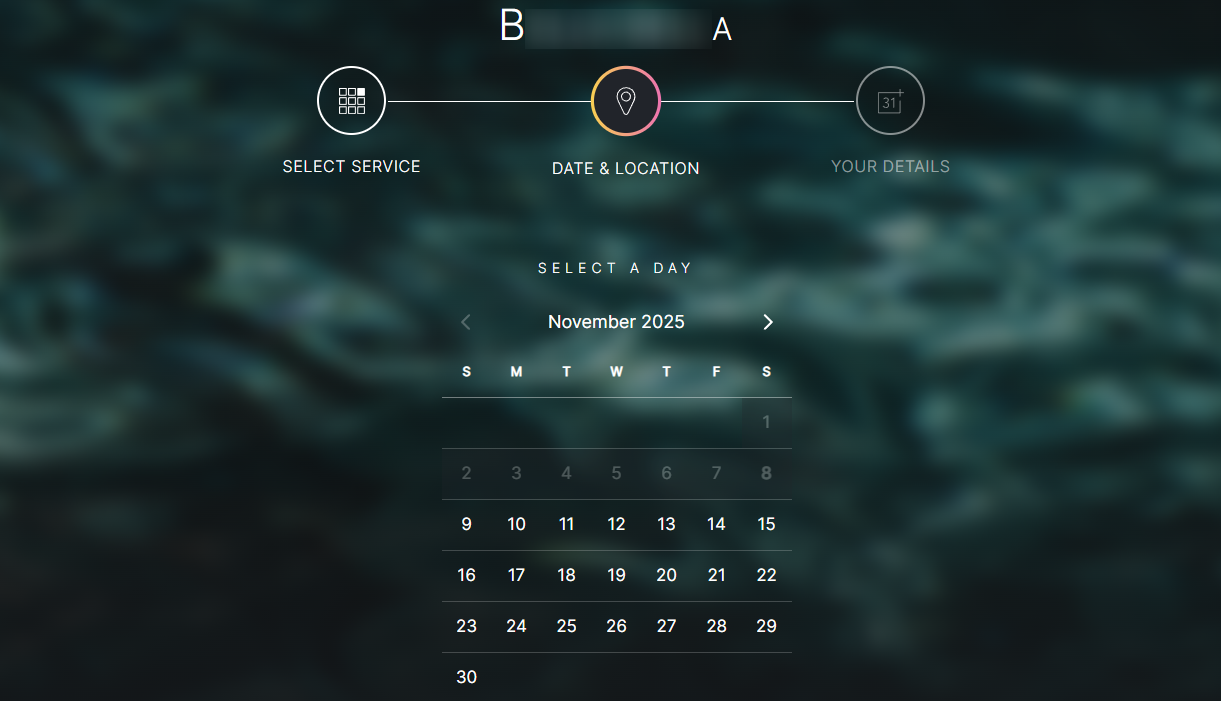 GlossGenius online booking page for beauty salon clients