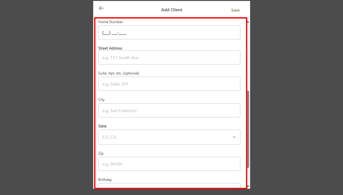 StyleSeat extended client details with city, state, and birthday for beauty salon