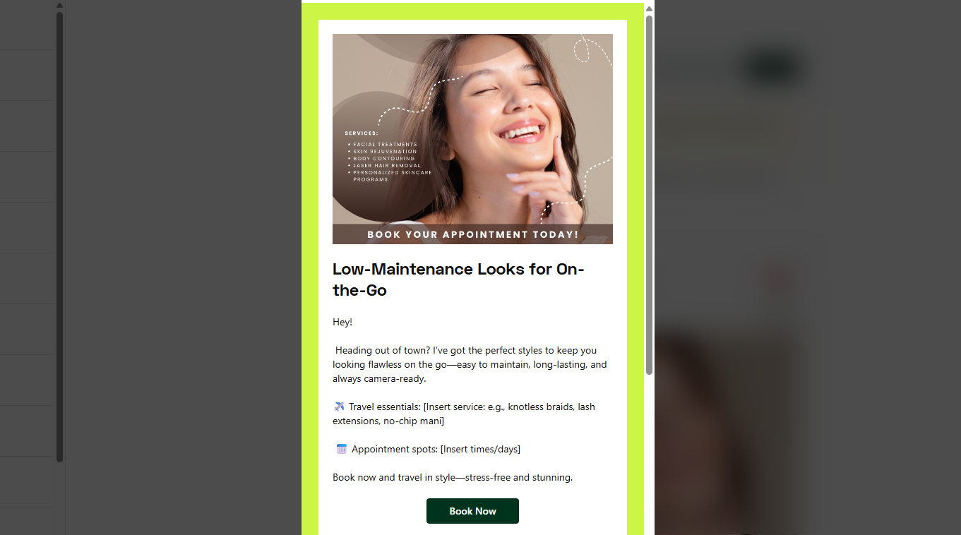 StyleSeat email marketing campaign preview for beauty salon clients