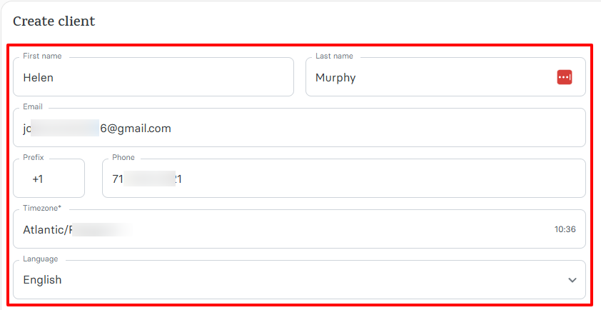 Zencal add new client form with name, email, and phone fields for beauty salon