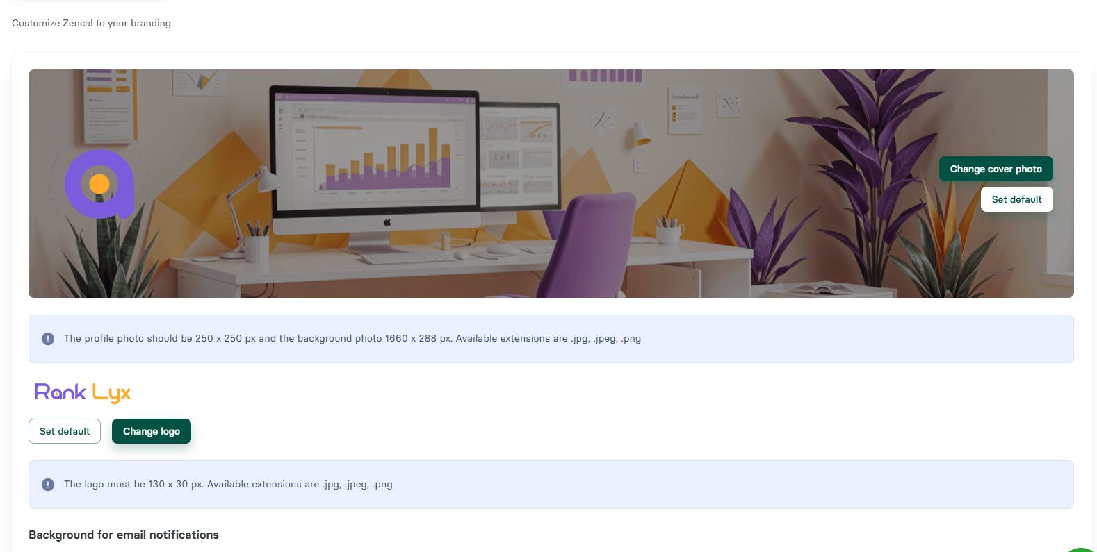 Scheduling Page Branding