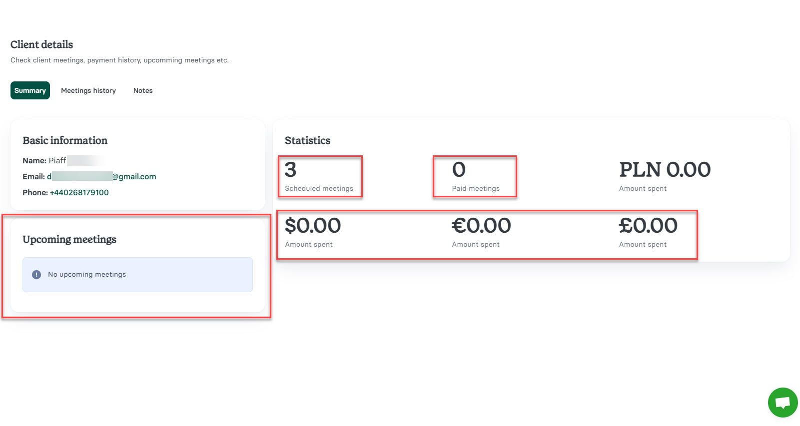 Clients Expenses in Zencal