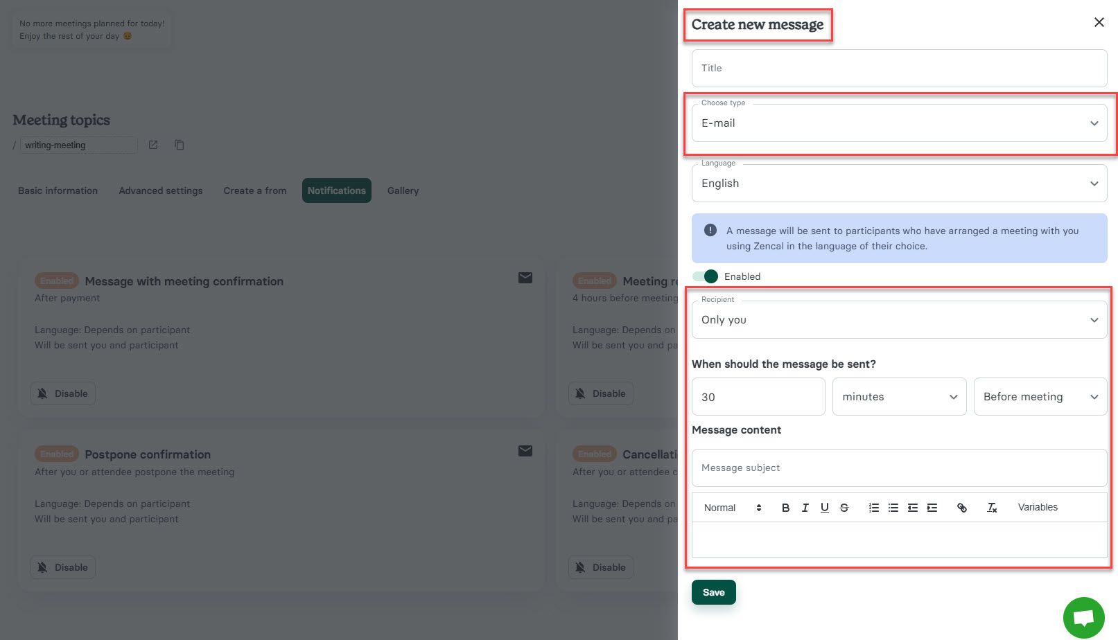 Create Custom Reminder Message