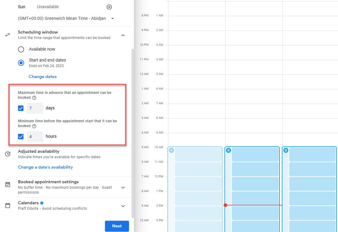 Maximum time to book an appointment