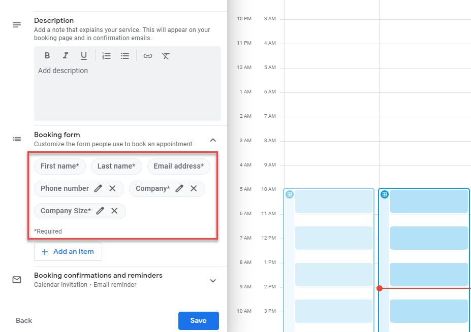 Add Questions to Booking Page