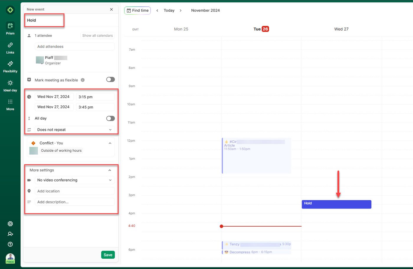 Prism Interface in Clockwise