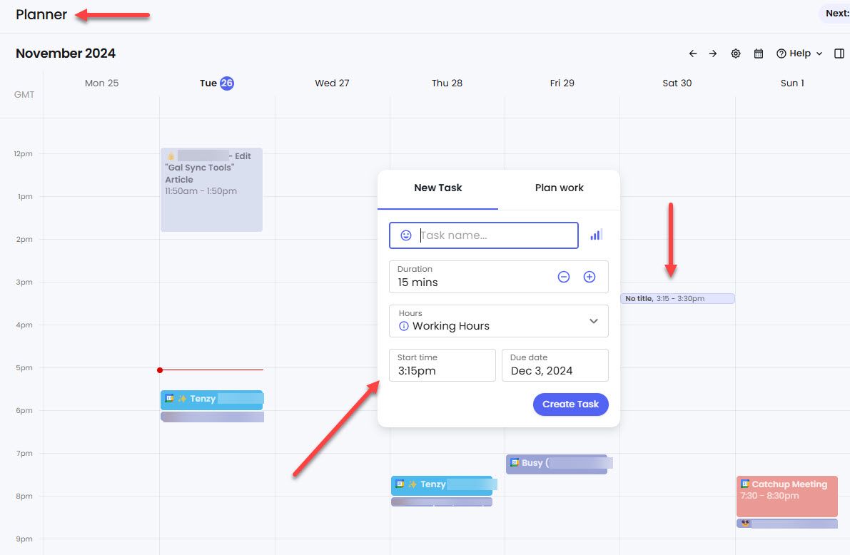 Planner Feature in Reclaim AI