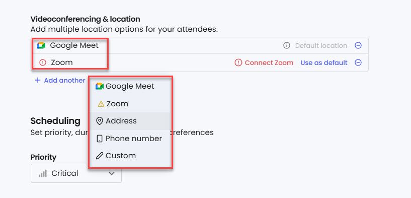 Add video conferencing meeting apps to booking page