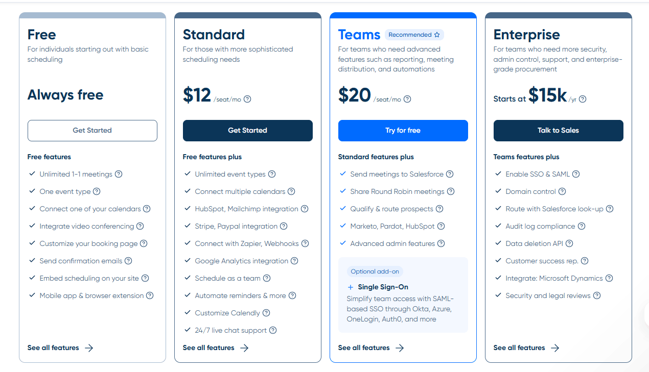 Calendly Pricing Plans