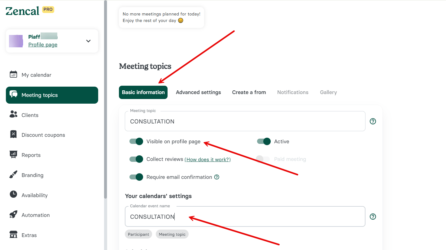 Customize Booking Page in Zencal