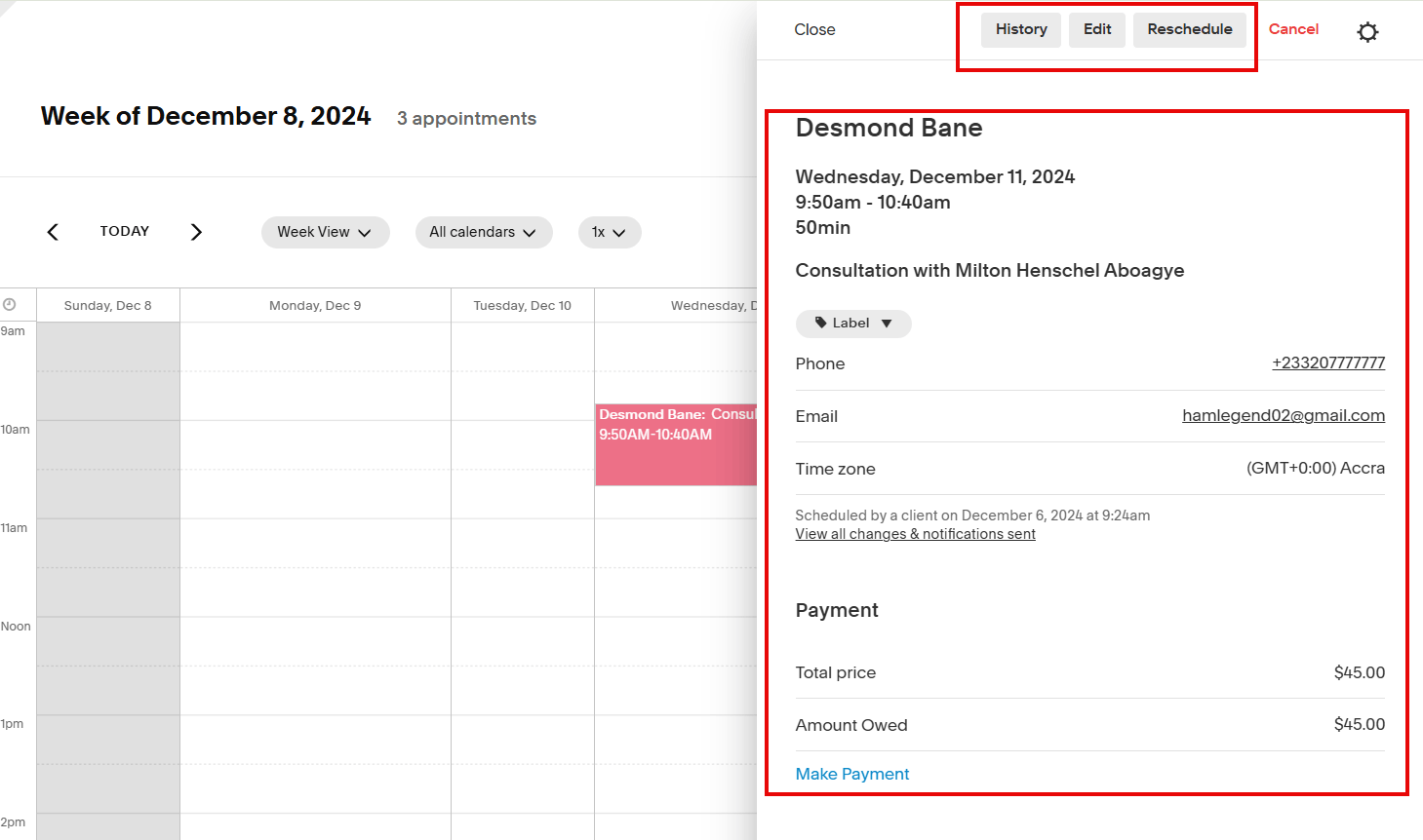 Edit Appointment in Acuity Scheduling