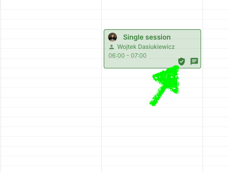 Ikona tarczy Double Check przy spotkaniu w kalendarzu Zencal