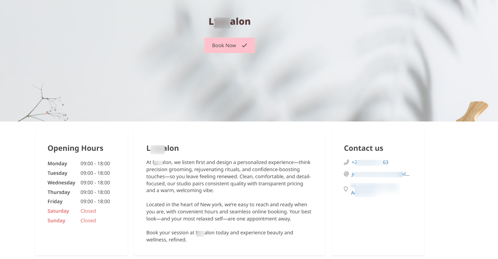 1. Zencal - salon booking system screenshot
