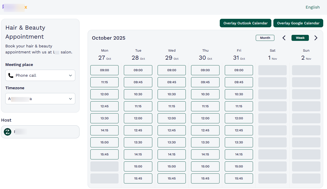 1. Zencal - salon booking system screenshot