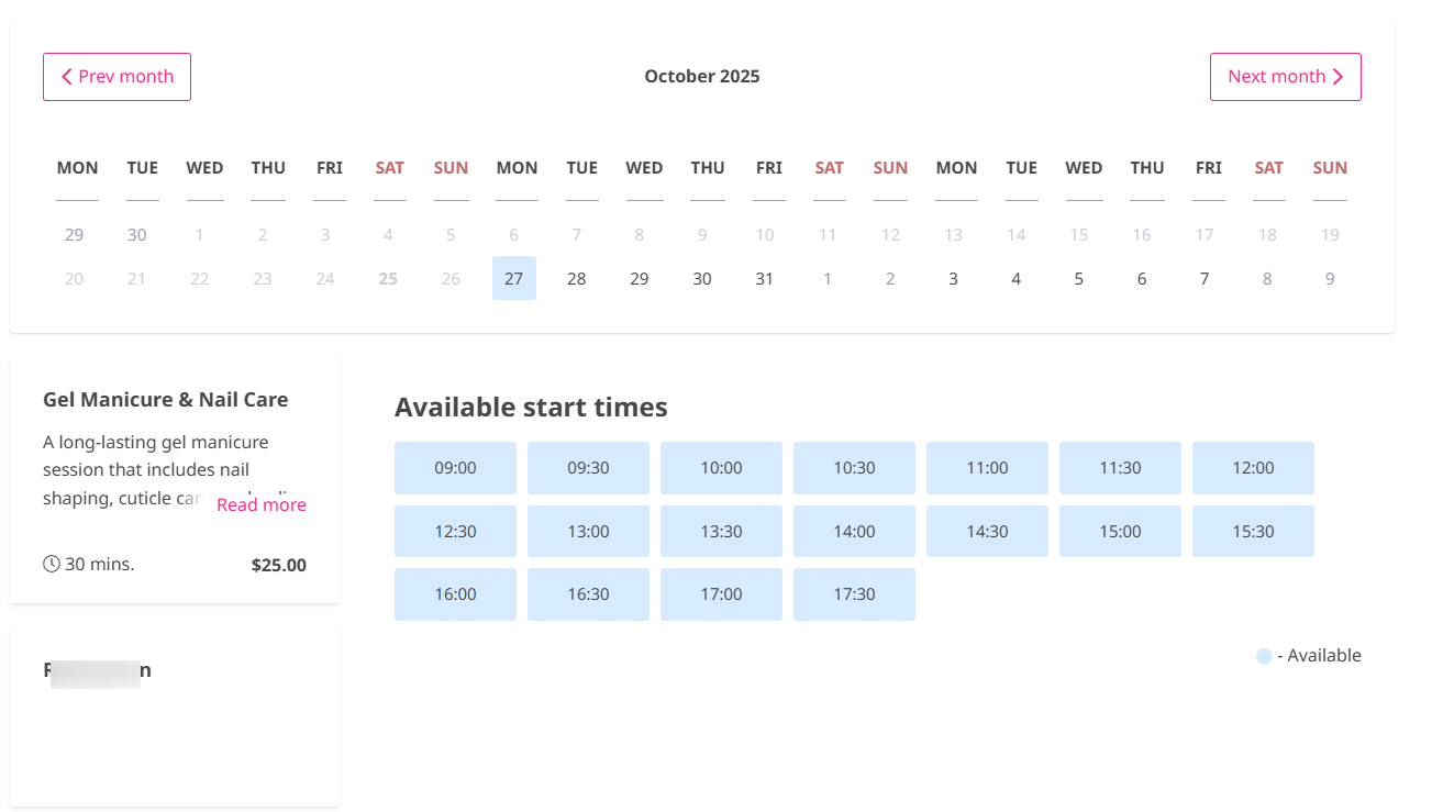 1. Zencal - salon booking system screenshot