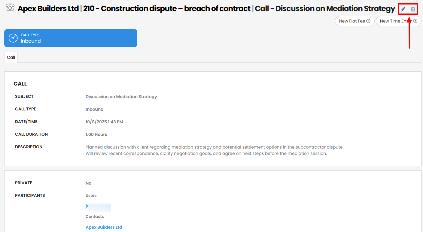 The Call activity is ready! You can still edit or delete it