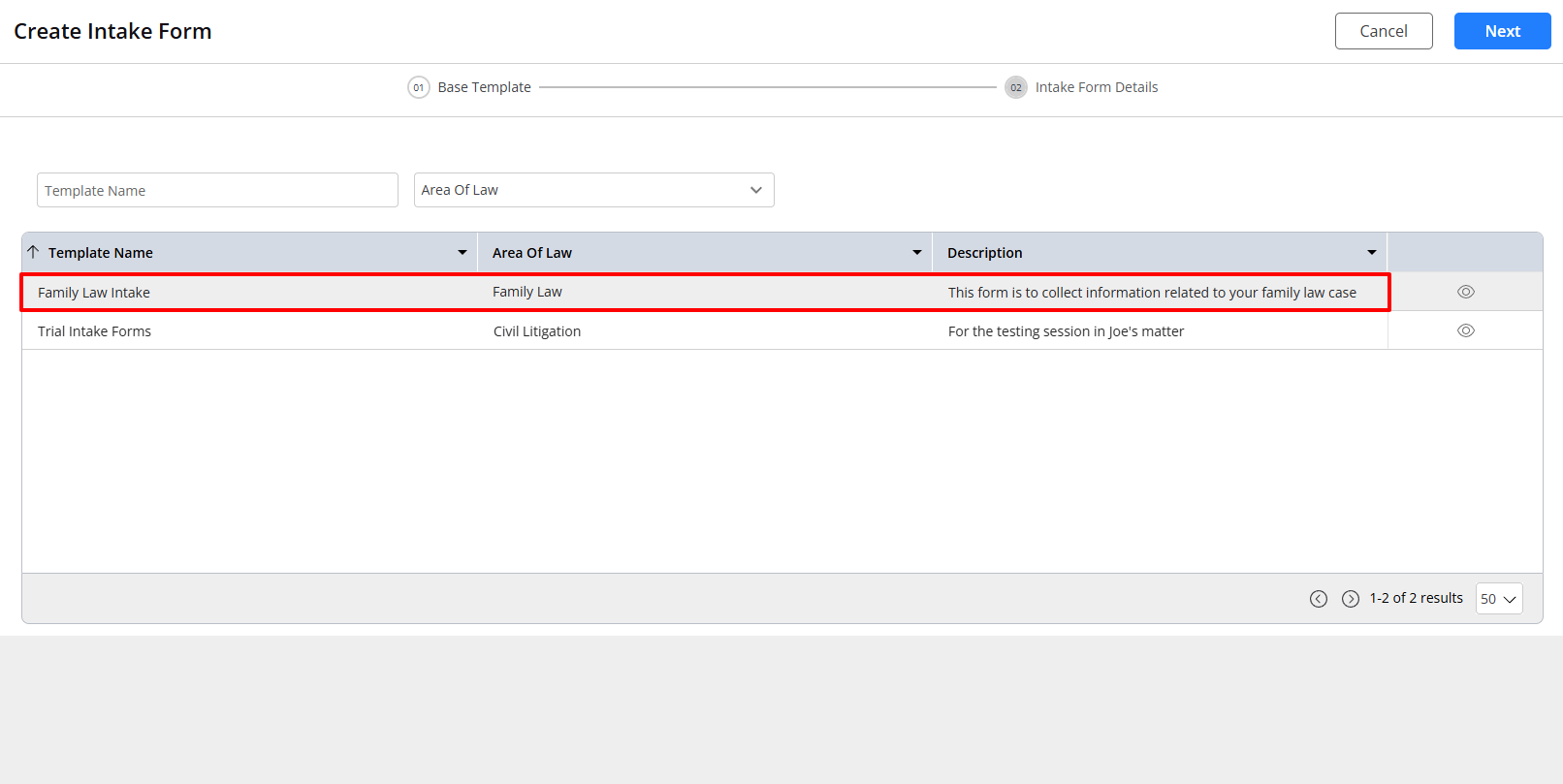 You remember the template we created in the setup? This is what we will choose here