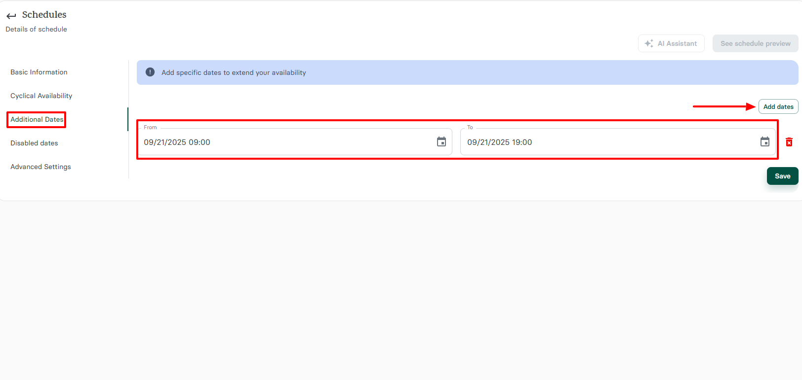 There might be a specific date you'd want to extend your availability