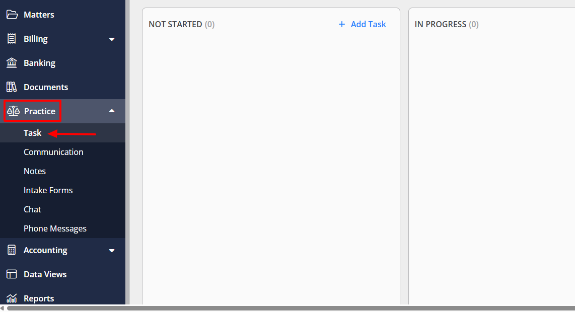 Under Practice, go to 'Task'