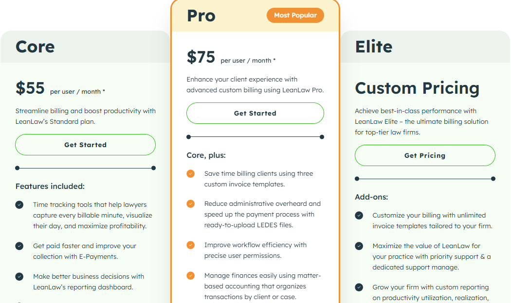 3. Leanlaw - Best for Legal billing - platform screenshot