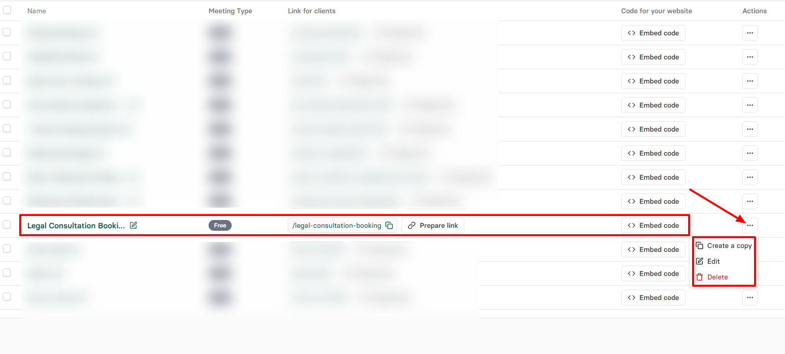 Your booking page is ready! You can copy or embed the link