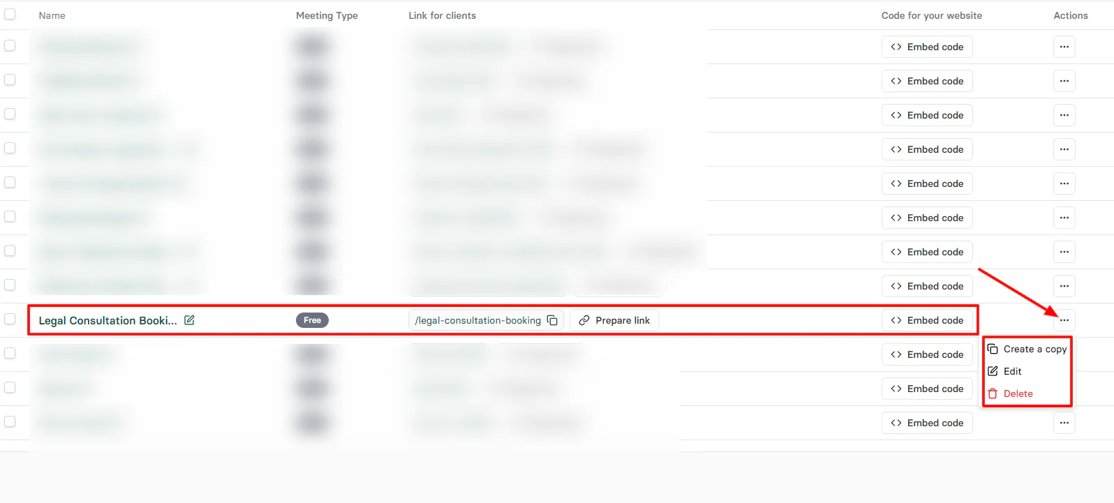 Your booking page is ready! You can copy or embed the link