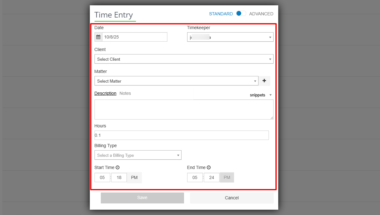 Using its Calendar, I can create my events by selecting a date, client, matter, timekeeper, and adding a description