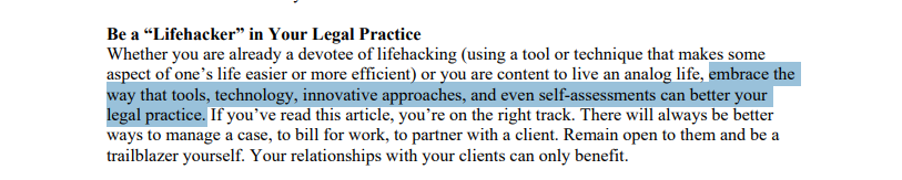 Rebecca Woods quote on using technology in legal practice