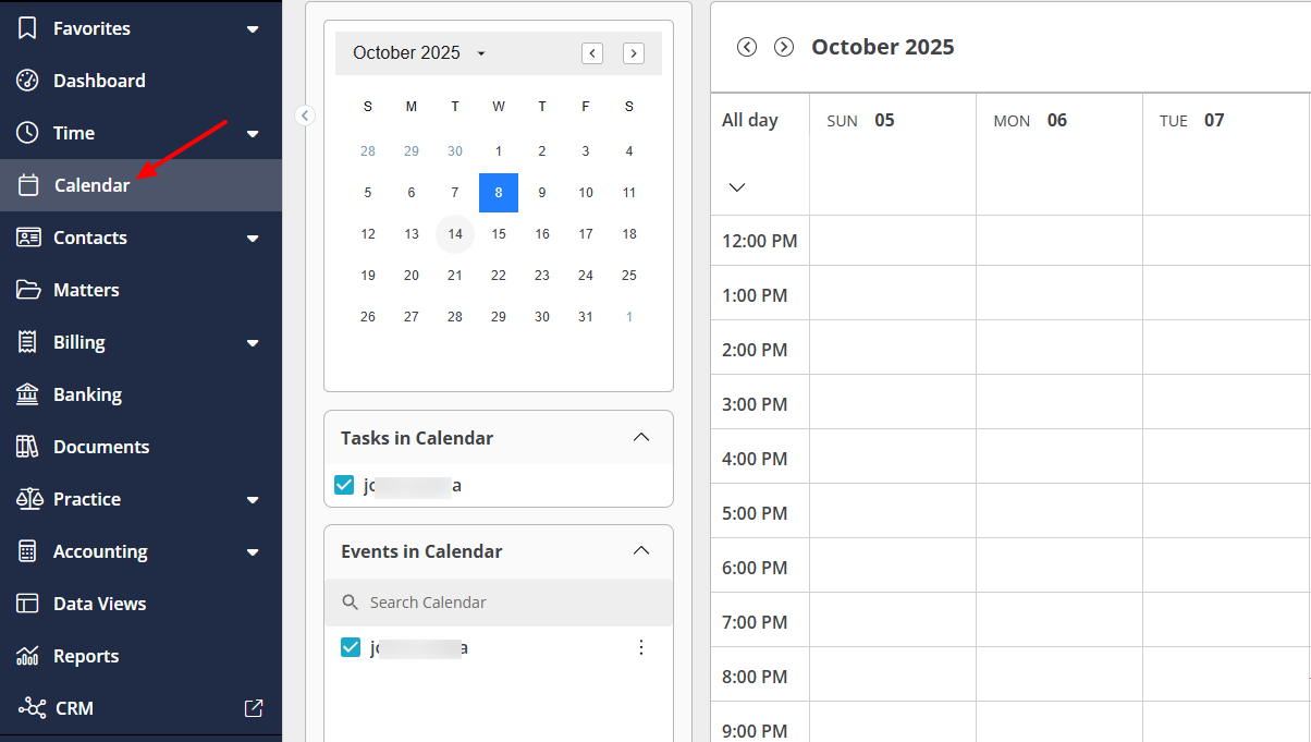 On the sidebar, click 'Calendar'