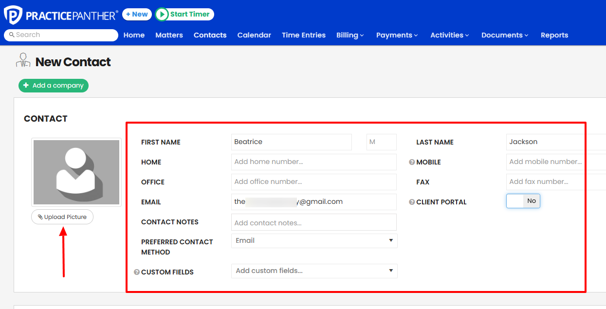 Also, I can add a contact to the platform by uploading their picture, adding their first & last name, home & office address