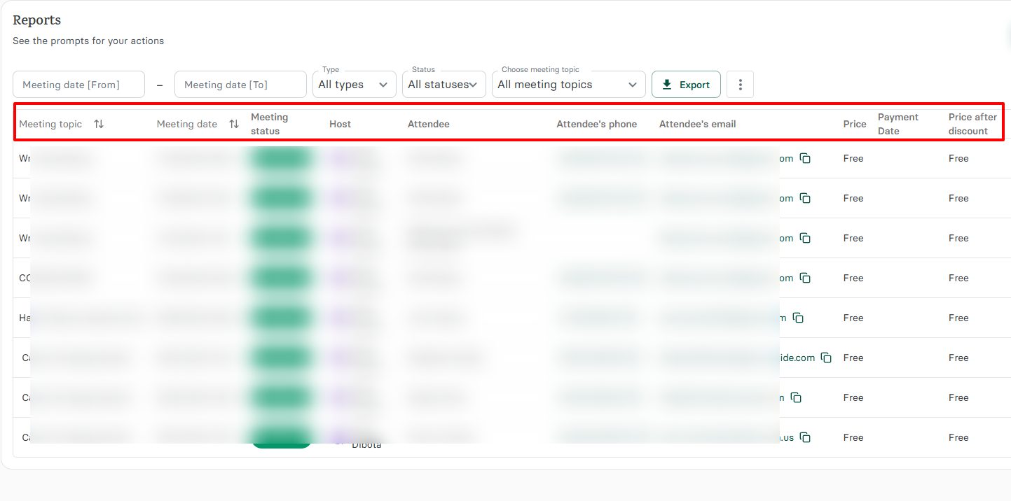 Now, reports are everything for lawyers. You can see appointment dates, statuses, hosts, and attendees